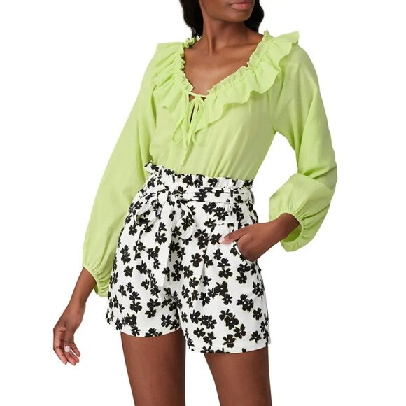 Small - Love Whit by Whitney Port - Citron Ruffle Blouse Rent the Runway $156 - Picture 2 of 12